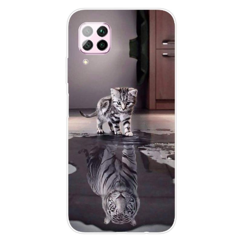 Softy gelový obal na mobil Huawei P40 Lite - kočka a odraz tygra