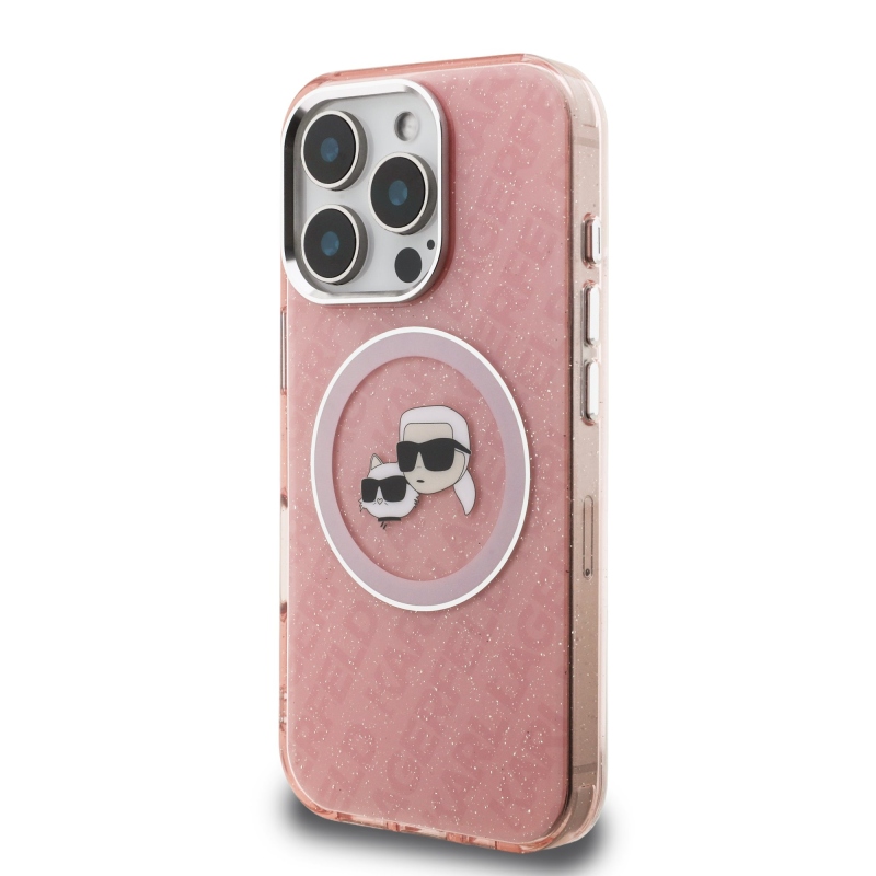 Karl Lagerfeld IML K&CH Heads Repeated Logo MagSafe Zadní Kryt pro iPhone 16 Pro Max Pink