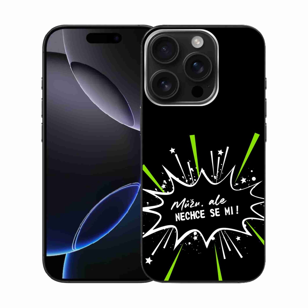Gelový kryt mmCase na iPhone 16 Pro - vtipný text 11 černé pozadí