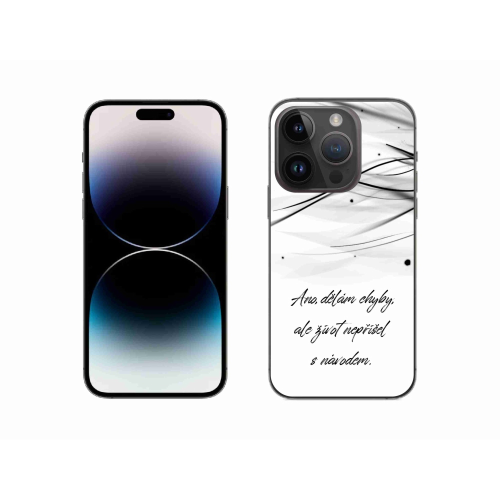 Gelový kryt mmCase na iPhone 14 Pro 6.1 - citát bílé pozadí