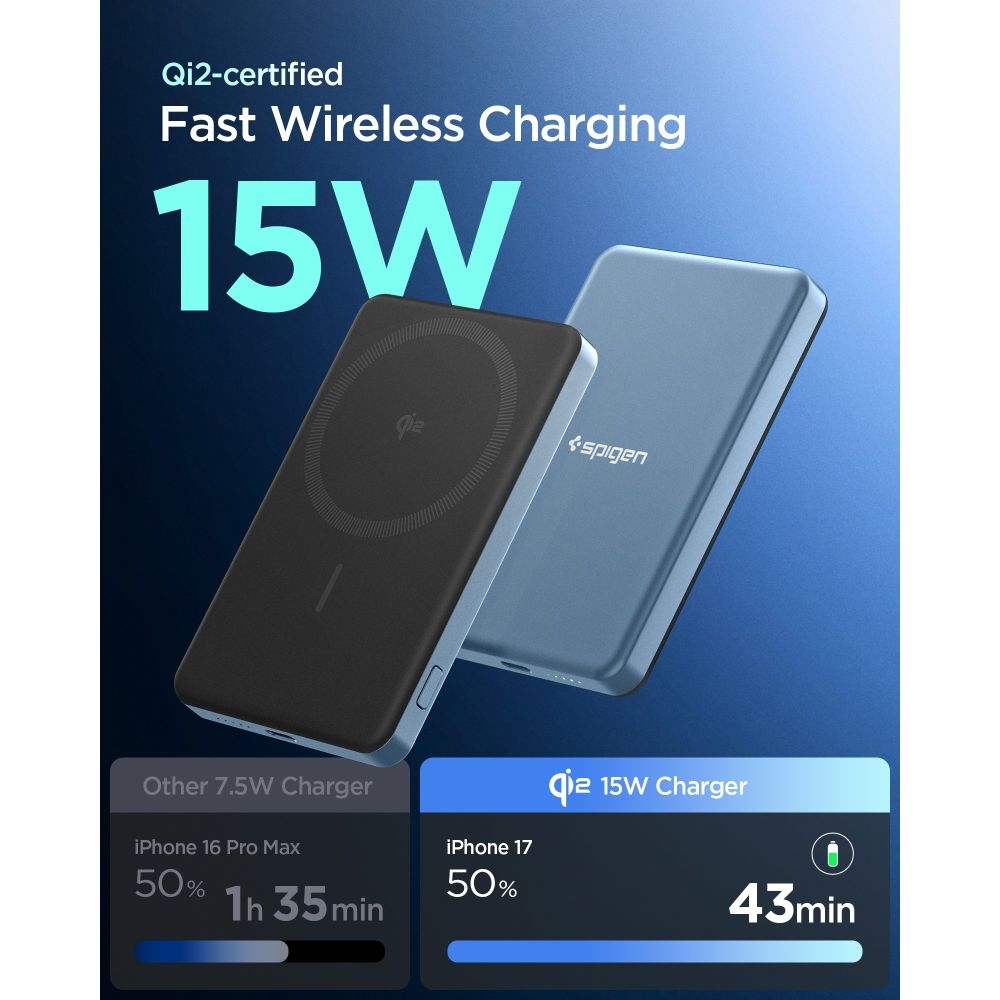 Spigen EA2205MQ MagSafe powerbanka 5000 mAh 22,5W Qi2 - modrá