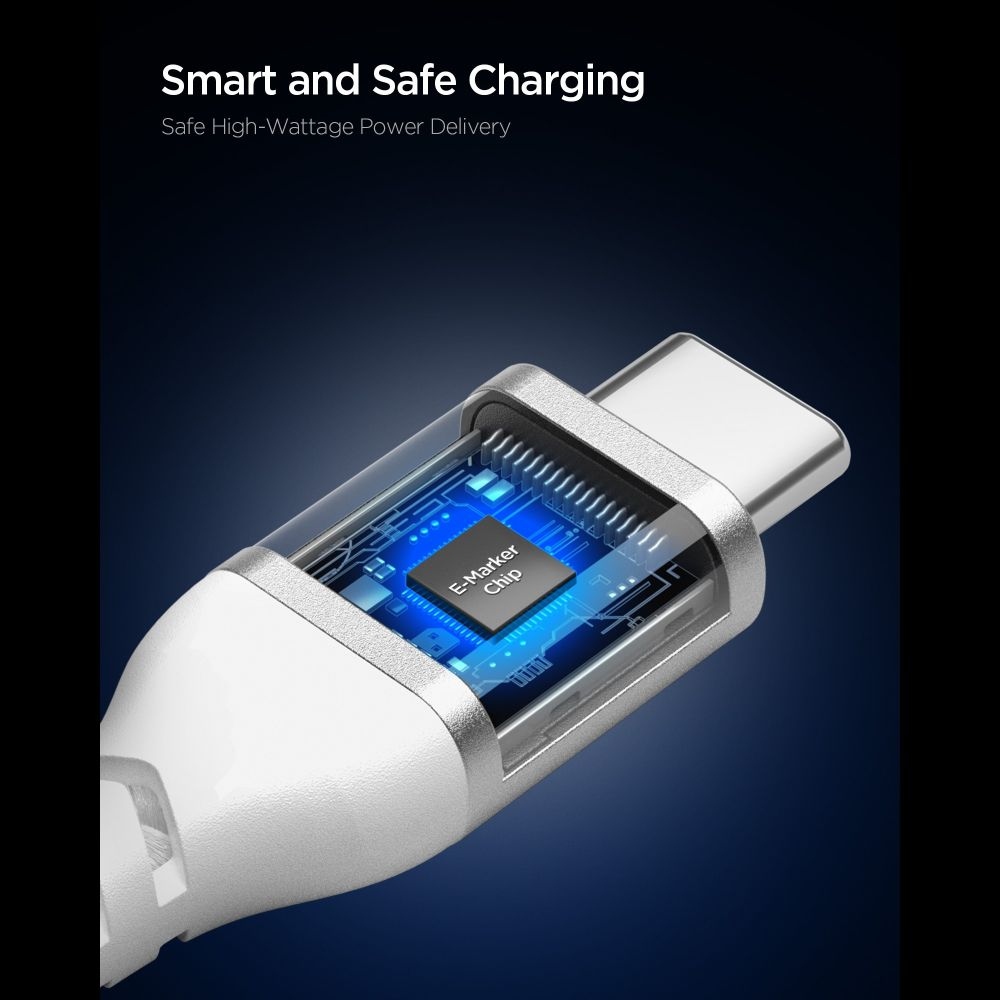 Spigen EB10010CCA datový kabel USB-C/USB-C 100W 1m - bílý