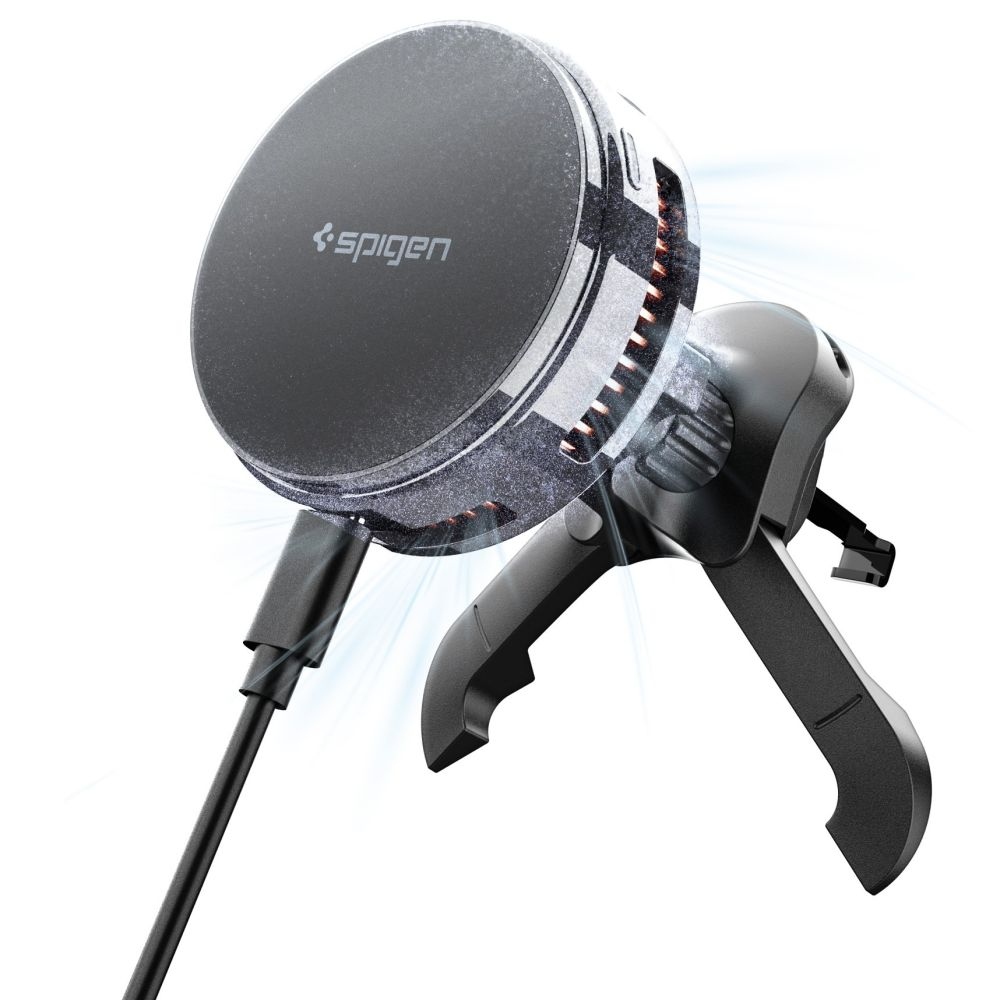 Spigen EV25MFAQ držák do ventilace s MagSafe Qi2 bezdrátovým nabíjením 25W - černý