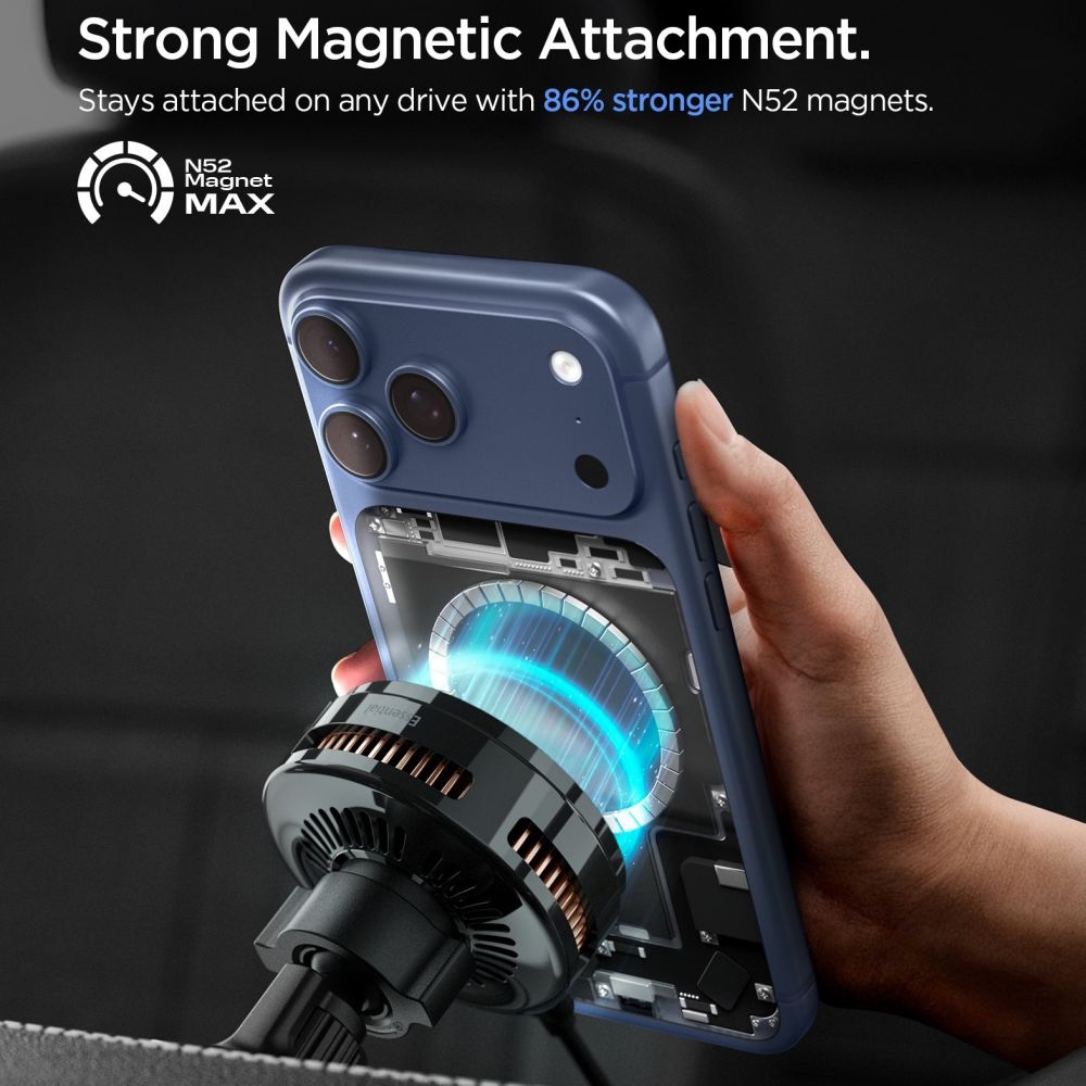 Spigen EV25MFAQ držák do ventilace s MagSafe Qi2 bezdrátovým nabíjením 25W - černý