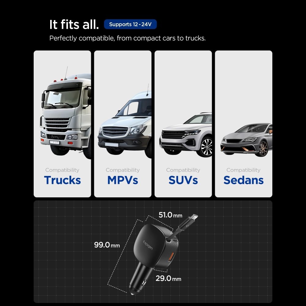 Spigen EV603BT autonabíječka 60W USB-C a USB-A - černá