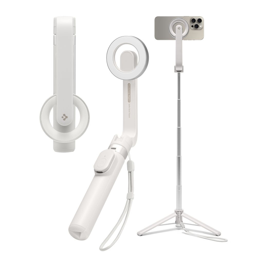 Spigen S571W MagSafe Bluetooth selfie tyč s trojnožkou - béžová