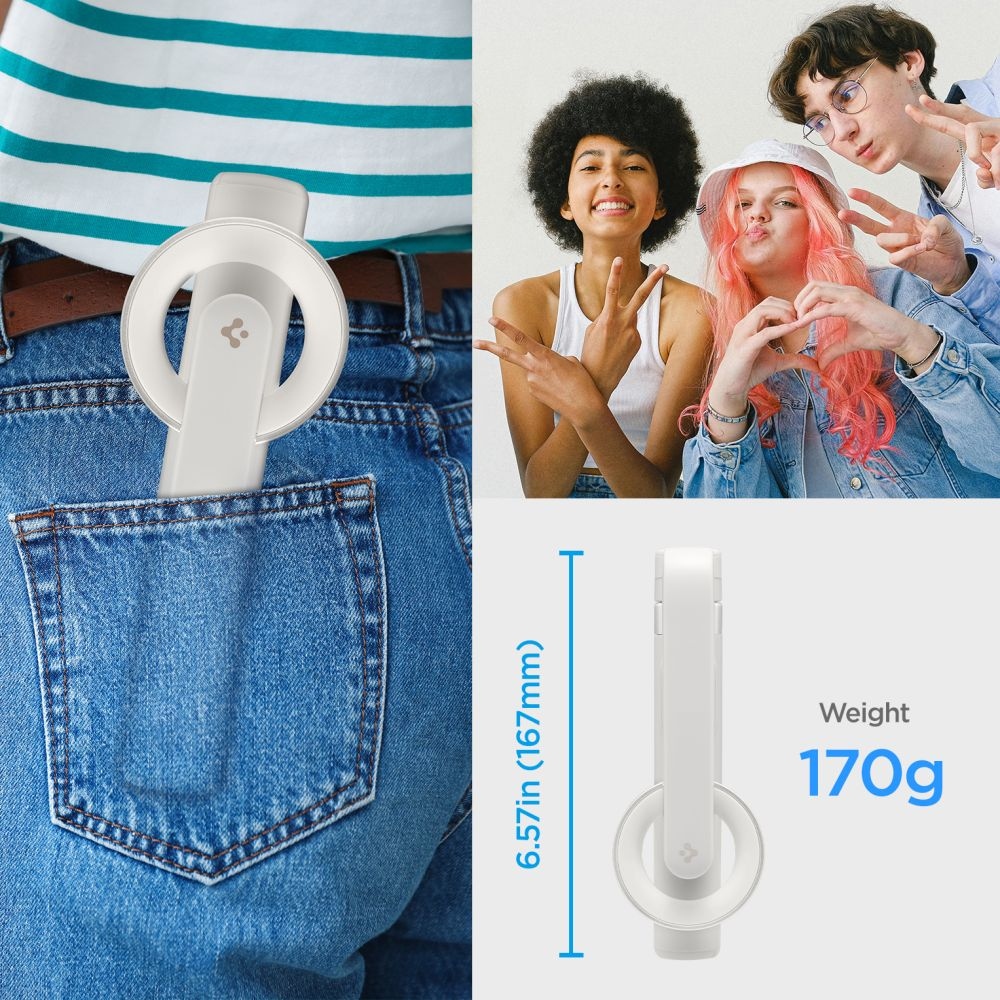 Spigen S571W MagSafe Bluetooth selfie tyč s trojnožkou - béžová