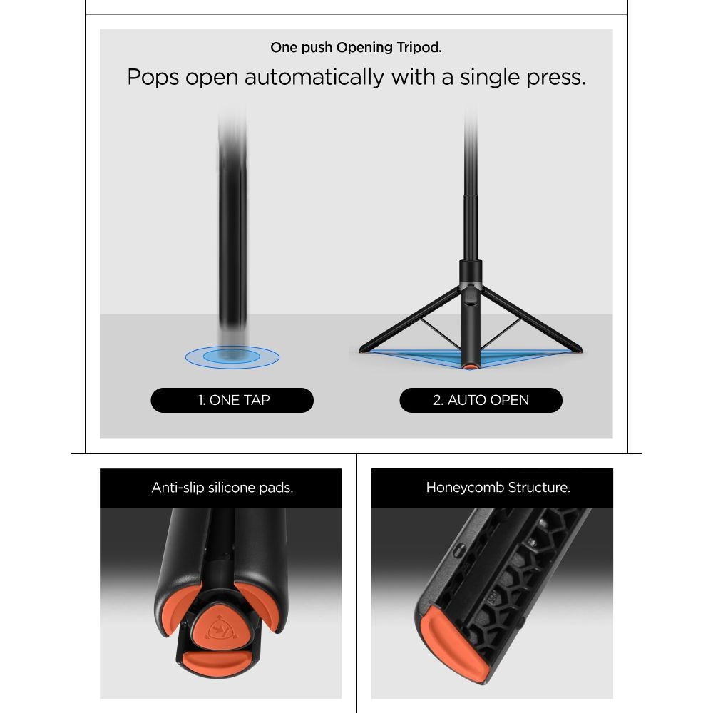 Spigen S581W MagSafe Bluetooth selfie tyč s trojnožkou - černá
