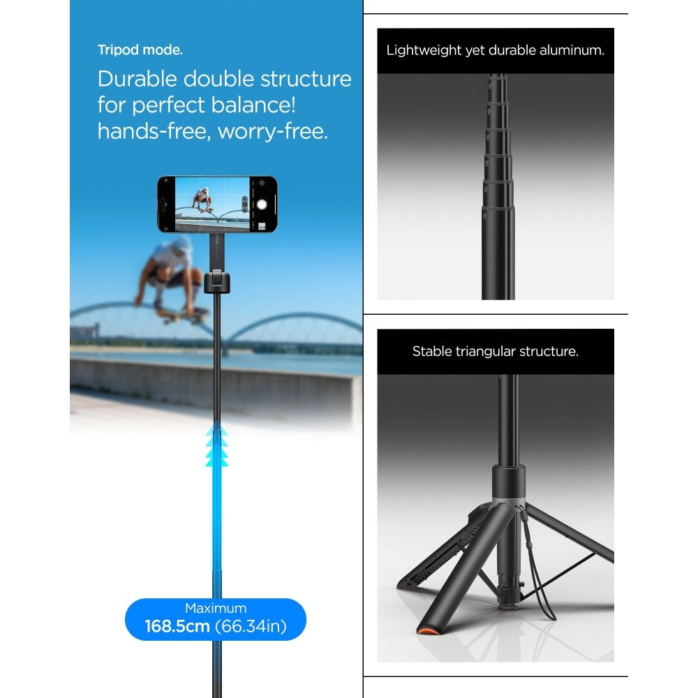 Spigen S581W MagSafe Bluetooth selfie tyč s trojnožkou - černá