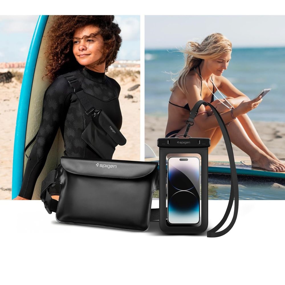 Spigen univerzální vodotěsné pouzdro A621 a brašna - černé