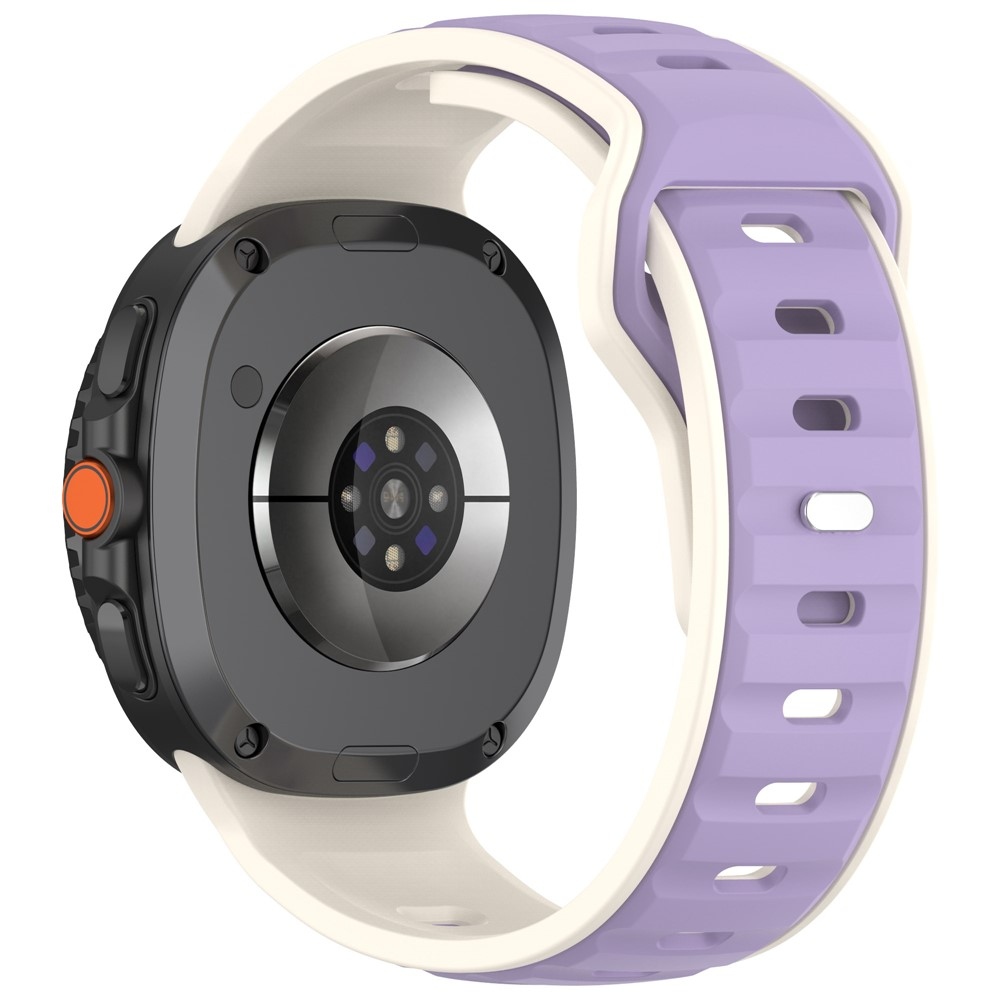 Sports silikonový řemínek na Samsung Galaxy Watch8 Classic 46mm/Watch8 44mm/40mm - béžový/fialový