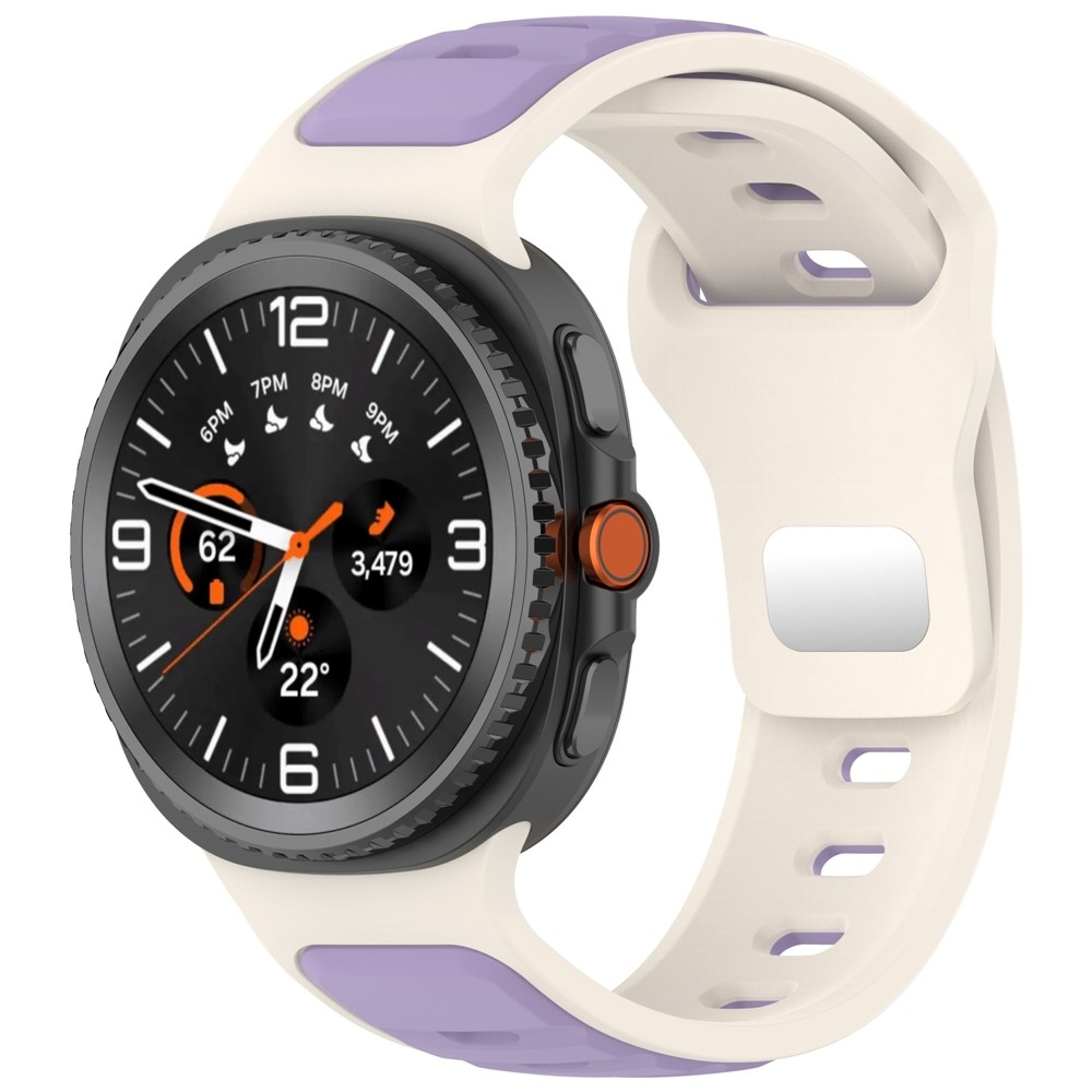 Sports silikonový řemínek na Samsung Galaxy Watch8 Classic 46mm/Watch8 44mm/40mm - béžový/fialový