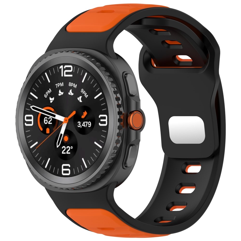 Sports silikonový řemínek na Samsung Galaxy Watch8 Classic 46mm/Watch8 44mm/40mm - černý/oranžový