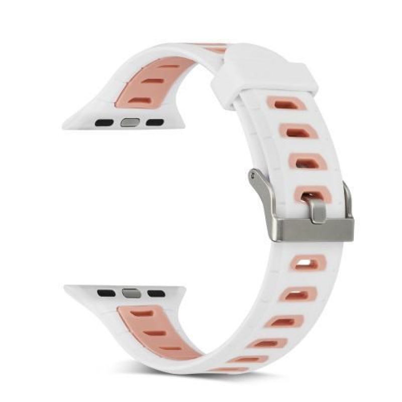 Sporty silikonový řemínek na Apple Watch 38mm - bílý a růžový