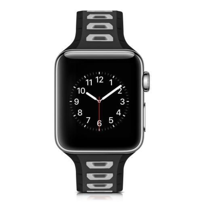 Sporty silikonový řemínek na Apple Watch 38mm - černý a bílý