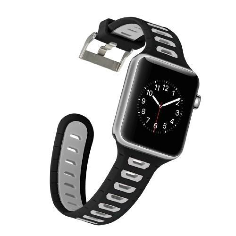 Sporty silikonový řemínek na Apple Watch 38mm - černý a bílý