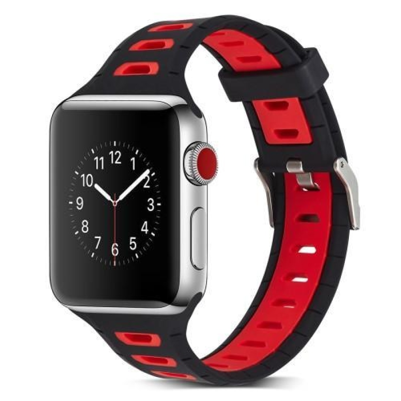 Sporty silikonový řemínek na Apple Watch 38mm - černý a červený