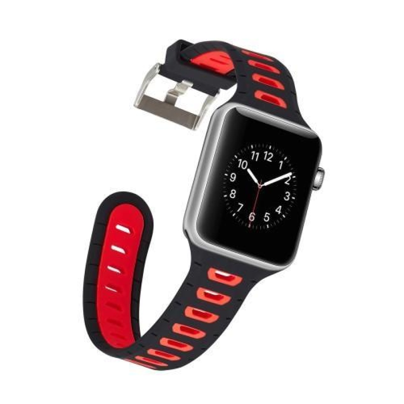 Sporty silikonový řemínek na Apple Watch 38mm - černý a červený