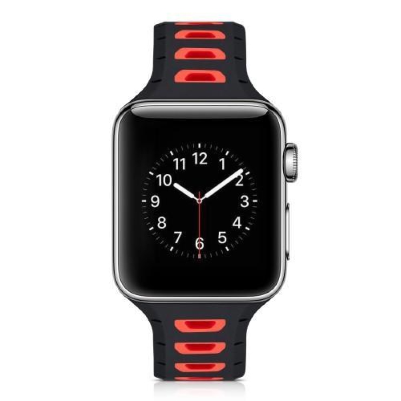 Sporty silikonový řemínek na Apple Watch 38mm - černý a červený