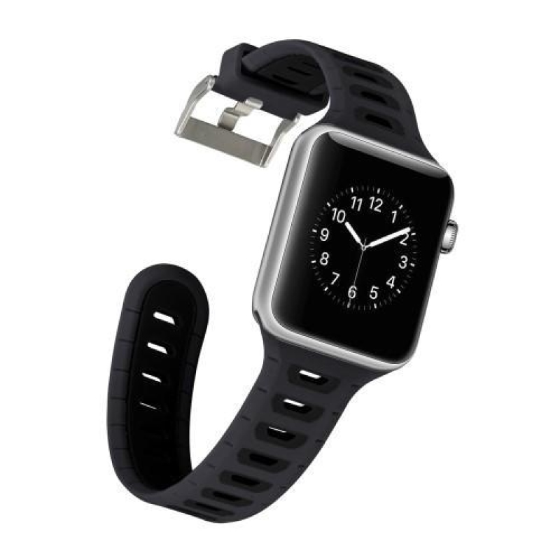 Sporty silikonový řemínek na Apple Watch 38mm - černý