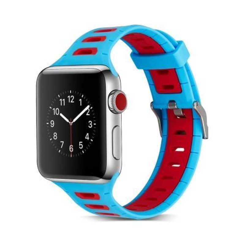 Sporty silikonový řemínek na Apple Watch 38mm - modrý a červený