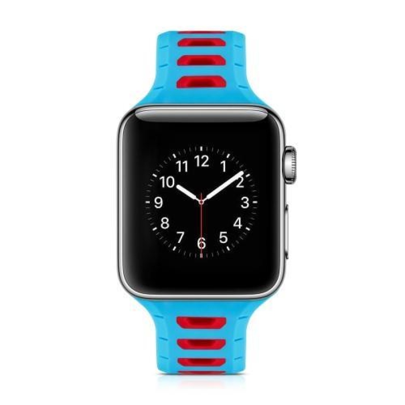 Sporty silikonový řemínek na Apple Watch 38mm - modrý a červený