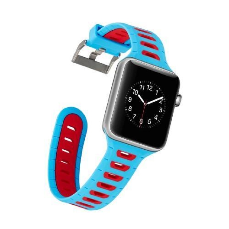 Sporty silikonový řemínek na Apple Watch 38mm - modrý a červený