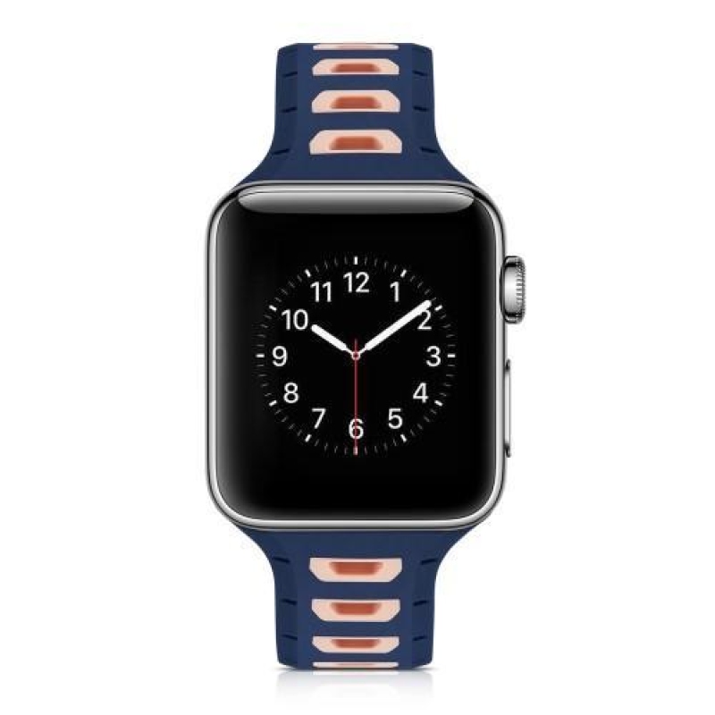 Sporty silikonový řemínek na Apple Watch 38mm - tmavěmodrý a růžový