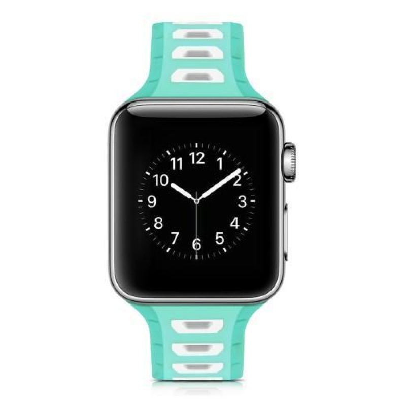Sporty silikonový řemínek na Apple Watch 38mm - zelený a bílý