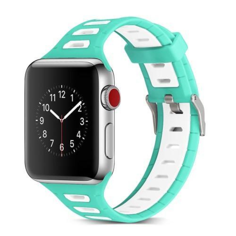 Sporty silikonový řemínek na Apple Watch 38mm - zelený a bílý