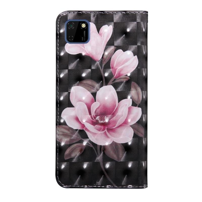 Spot PU kožené peněženkové pouzdro na mobil Huawei Y5p/Honor 9S - růžové květy