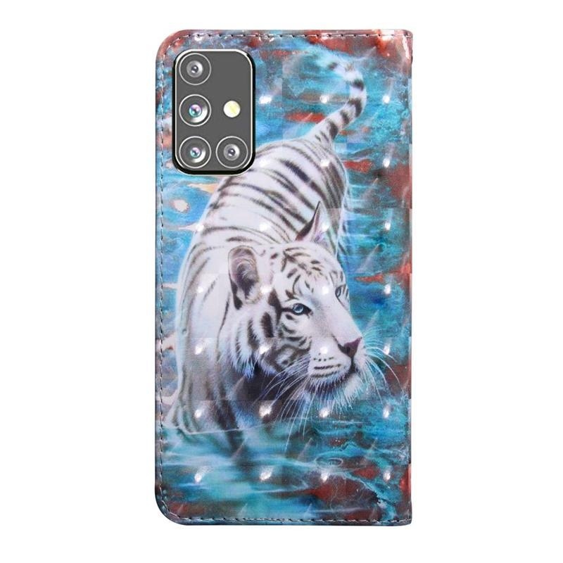 Spot PU kožené peněženkové pouzdro na mobil Samsung Galaxy M31s - bílý tygr