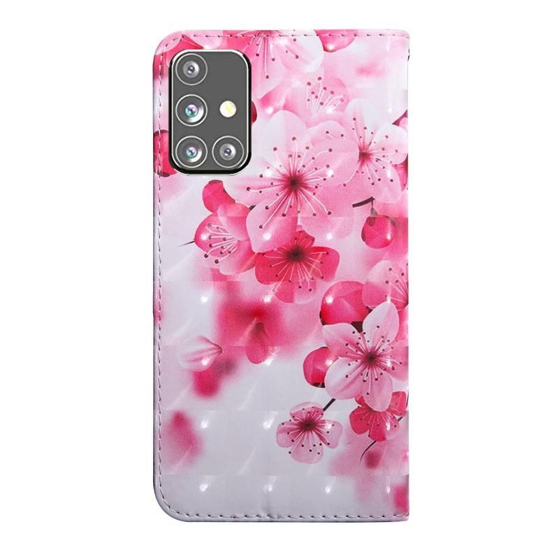 Spot PU kožené peněženkové pouzdro na mobil Samsung Galaxy M31s - růžové květy