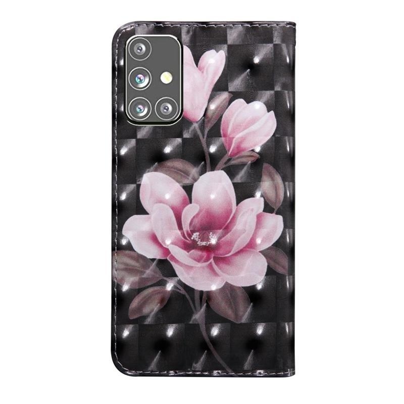 Spot PU kožené peněženkové pouzdro na mobil Samsung Galaxy M31s - růžový květ