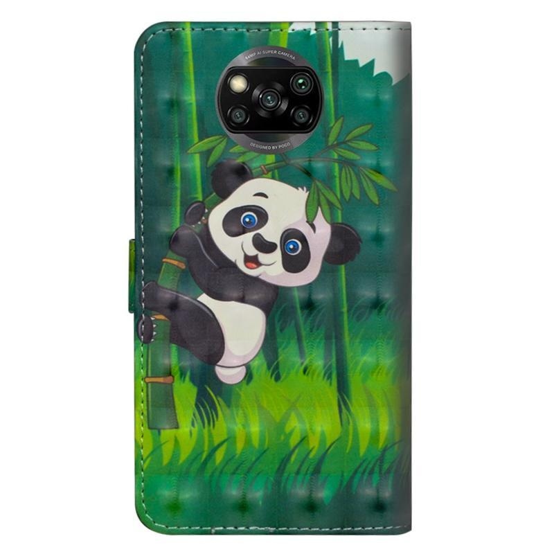 Spot PU kožené peněženkové pouzdro na mobil Xiaomi Poco X3/X3 Pro - panda