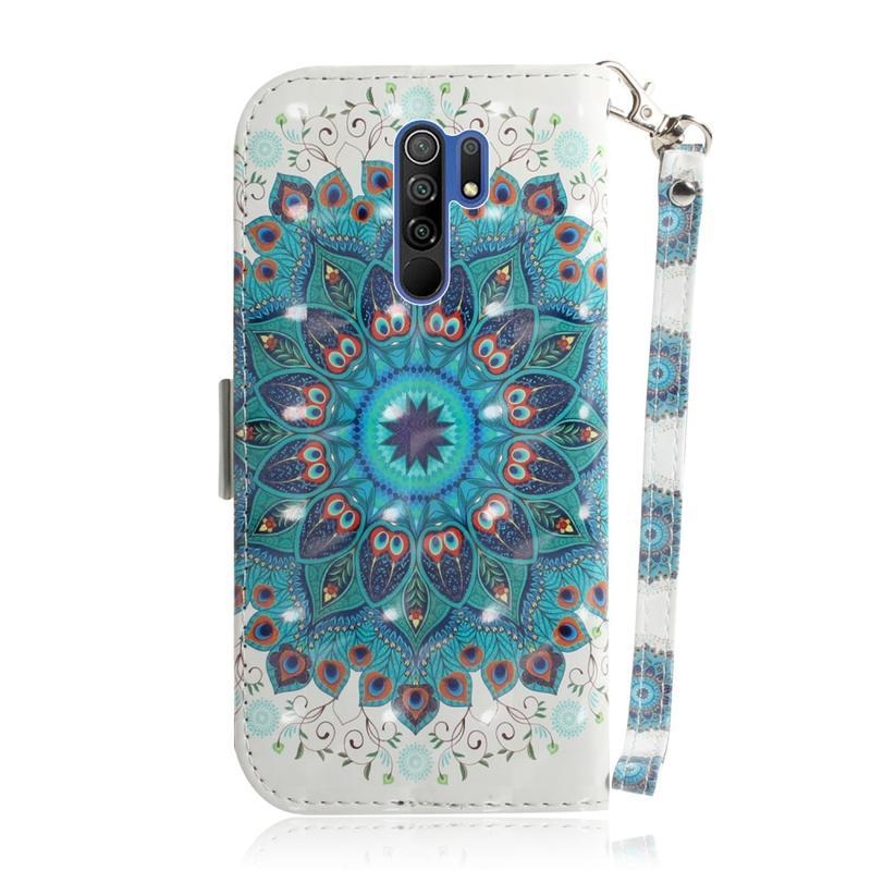 Spot PU kožené peněženkové pouzdro na mobil Xiaomi Redmi 9 - mandala