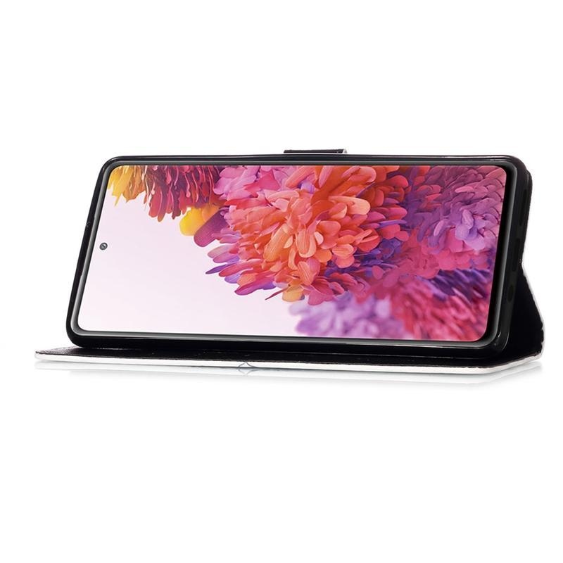 Spot PU kožené peněženkové pouzdro pro mobil Samsung Galaxy S20 FE/S20 FE 5G - lebka s květy
