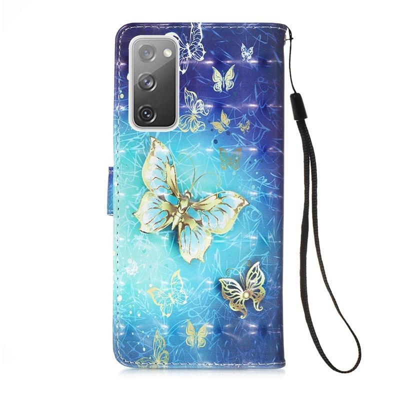 Spot PU kožené peněženkové pouzdro pro mobil Samsung Galaxy S20 FE/S20 FE 5G - motýli