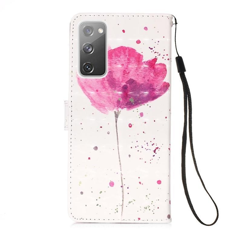 Spot PU kožené peněženkové pouzdro pro mobil Samsung Galaxy S20 FE/S20 FE 5G - růžový květ
