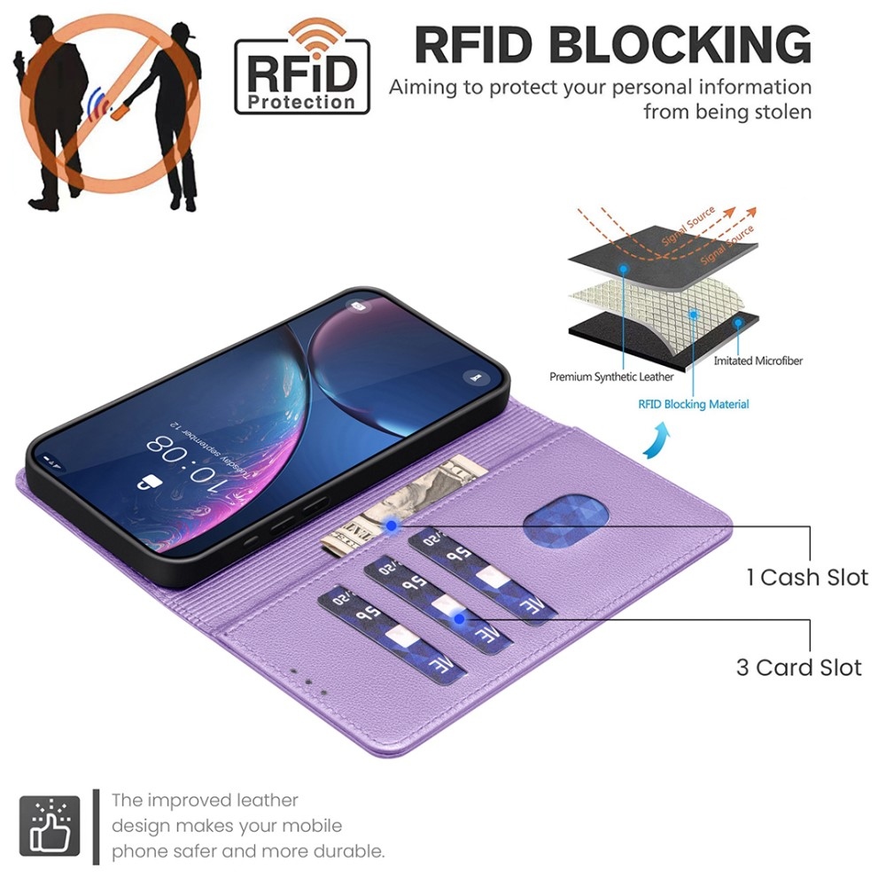 BINFEN knížkové pouzdro na Xiaomi Redmi Note 14 Pro 5G/Poco X7 5G/Note 14 Pro+ 5G - fialové