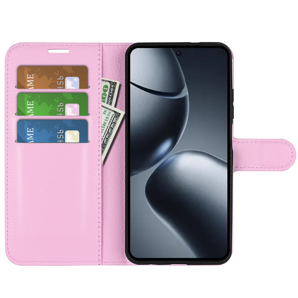 Litchi knížkové pouzdro na Xiaomi 15T Pro - růžové