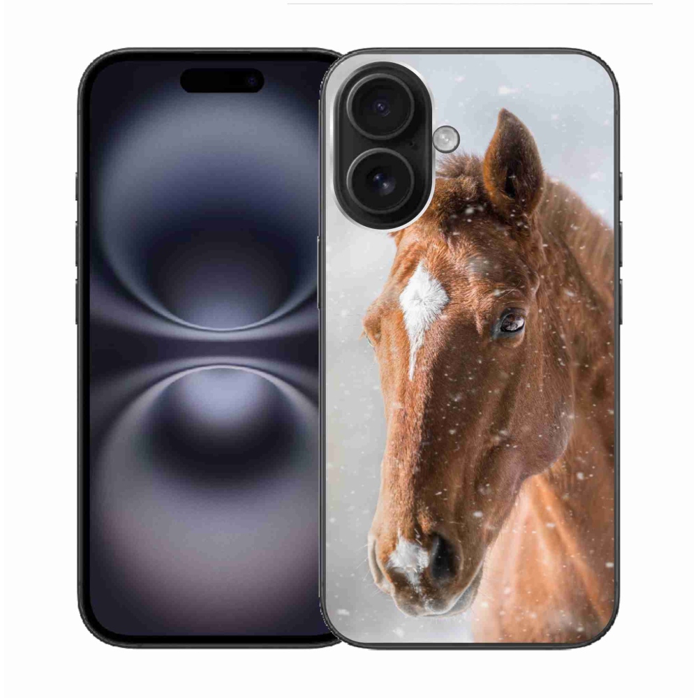 Gelový kryt mmCase na iPhone 16 - hnědý kůň 2