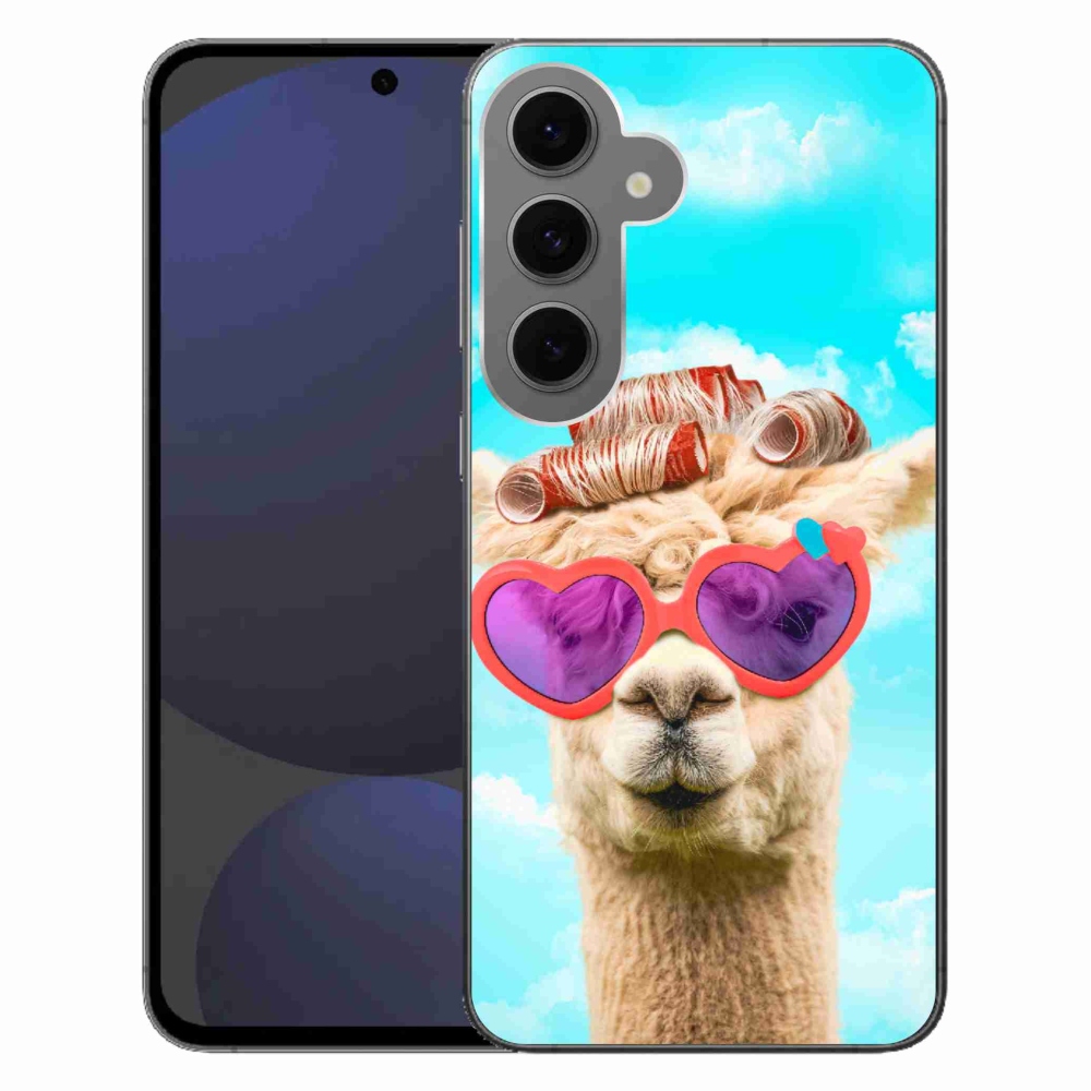 Gelový kryt mmCase na Samsung Galaxy S24 FE - lama s brýlemi