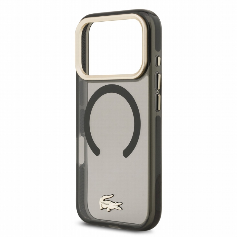 Lacoste IML Shockproof Petit Pique Gold Logo MagSafe Zadní Kryt pro iPhone 18 Pro Black