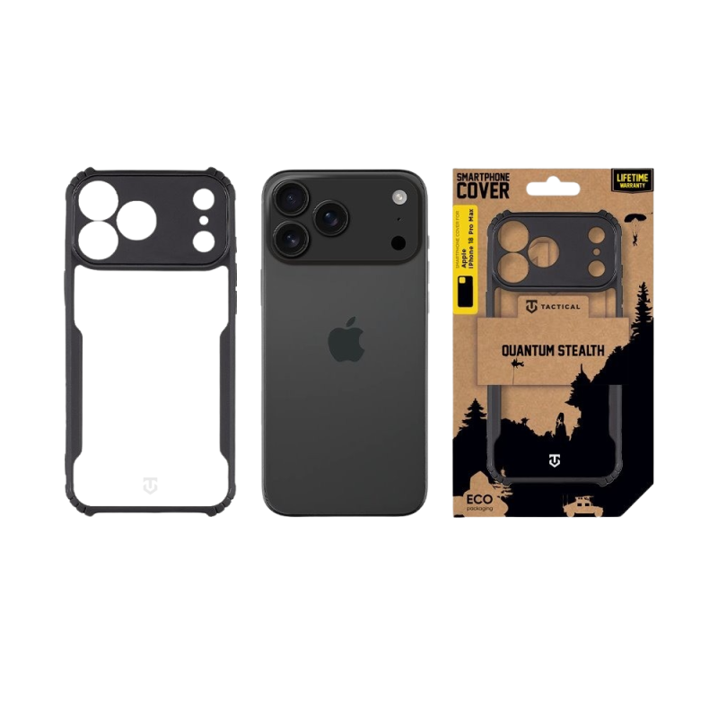 Tactical Quantum Stealth Kryt pro Apple iPhone 18 Pro Max Clear/Black