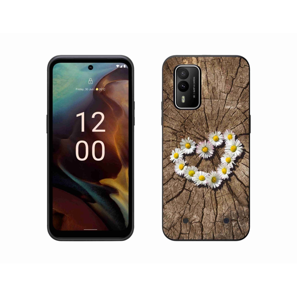 Gelový kryt mmCase na Nokia XR21 - srdce z kopretin