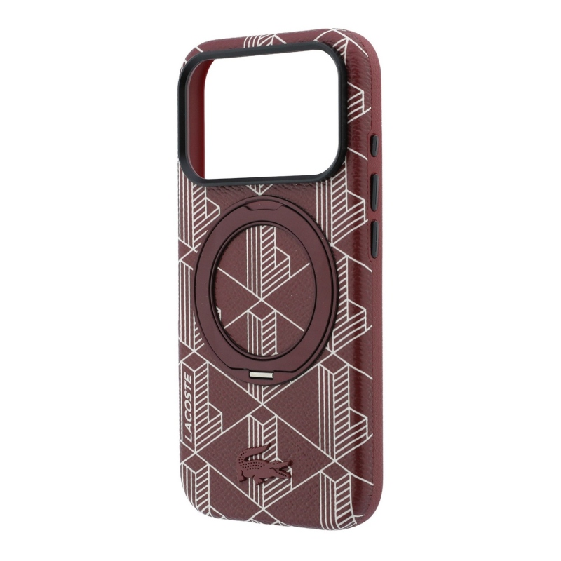 Lacoste PVC Semi Wrap Blend Ring Stand MagSafe Zadní Kryt pro iPhone 18 Pro Burgundy