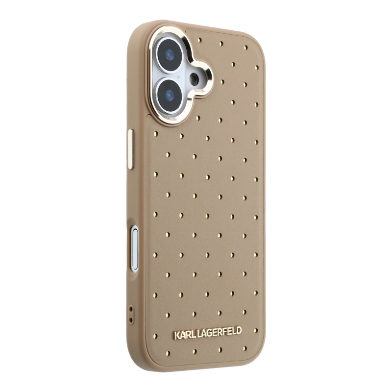 Karl Lagerfeld PU Perforated Gold Dots MagSafe Zadní Kryt pro iPhone 17 Beige