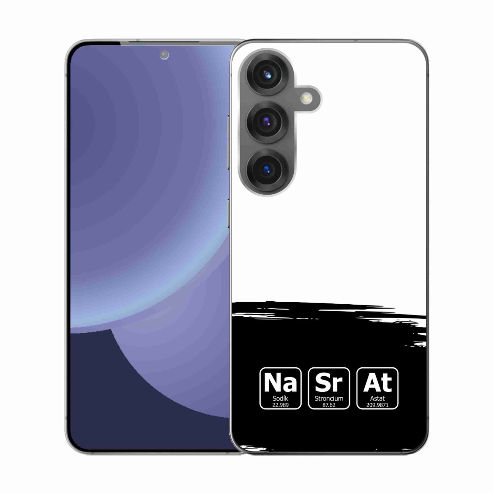 Gelový kryt mmCase na Samsung Galaxy S25 - chemické prvky černobílé pozadí