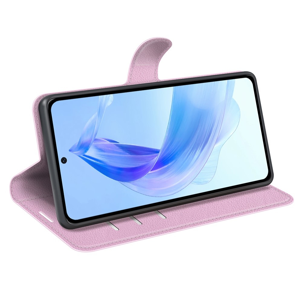 Litchi knížkové pouzdro na Honor 90 Lite - růžové